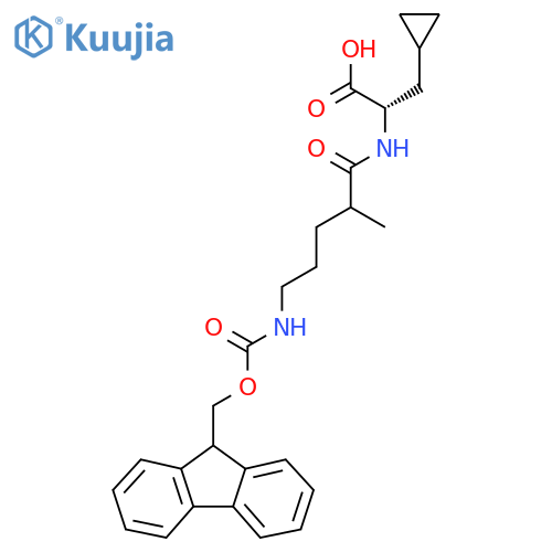 (2S)-3-cyclopropyl-2-5-({(9H-fluoren-9-yl)methoxycarbonyl}amino)-2-methylpentanamidopropanoic acid structure