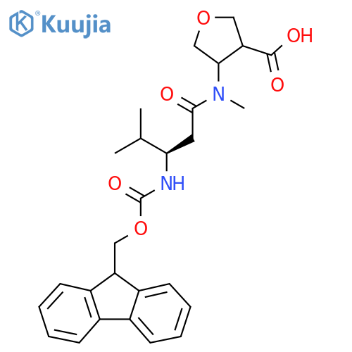 4-(3R)-3-({(9H-fluoren-9-yl)methoxycarbonyl}amino)-N,4-dimethylpentanamidooxolane-3-carboxylic acid structure