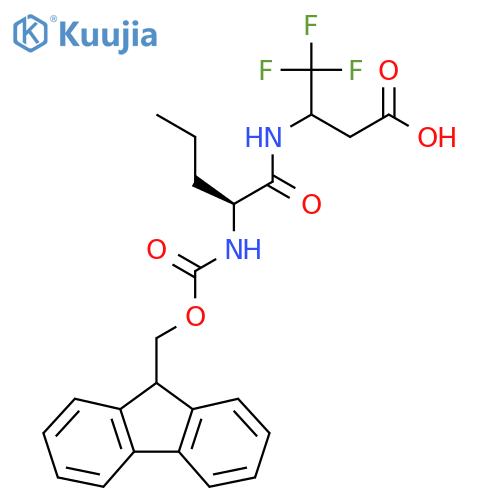 3-(2S)-2-({(9H-fluoren-9-yl)methoxycarbonyl}amino)pentanamido-4,4,4-trifluorobutanoic acid structure