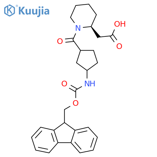 2-(2S)-1-3-({(9H-fluoren-9-yl)methoxycarbonyl}amino)cyclopentanecarbonylpiperidin-2-ylacetic acid structure