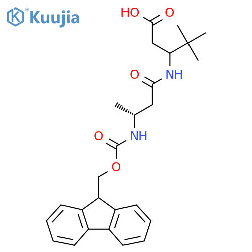 3-(3R)-3-({(9H-fluoren-9-yl)methoxycarbonyl}amino)butanamido-4,4-dimethylpentanoic acid structure