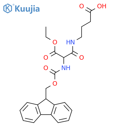 4-2-(ethyl carboxy)-2-({(9H-fluoren-9-yl)methoxycarbonyl}amino)acetamidobutanoic acid structure