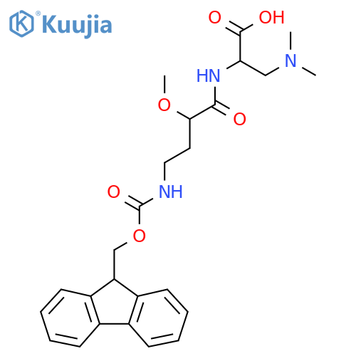 3-(dimethylamino)-2-4-({(9H-fluoren-9-yl)methoxycarbonyl}amino)-2-methoxybutanamidopropanoic acid structure
