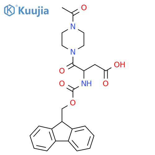 4-(4-acetylpiperazin-1-yl)-3-({(9H-fluoren-9-yl)methoxycarbonyl}amino)-4-oxobutanoic acid structure