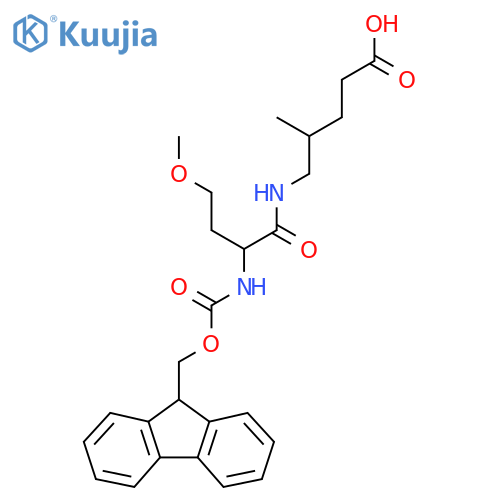 5-2-({(9H-fluoren-9-yl)methoxycarbonyl}amino)-4-methoxybutanamido-4-methylpentanoic acid structure
