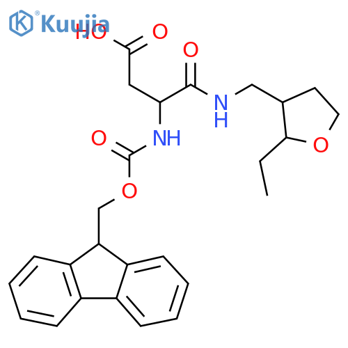 3-{(2-ethyloxolan-3-yl)methylcarbamoyl}-3-({(9H-fluoren-9-yl)methoxycarbonyl}amino)propanoic acid structure