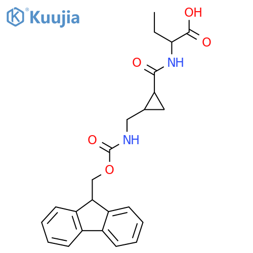 2-({2-({(9H-fluoren-9-yl)methoxycarbonyl}amino)methylcyclopropyl}formamido)butanoic acid structure