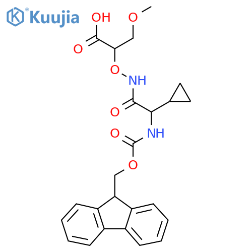 2-{2-cyclopropyl-2-({(9H-fluoren-9-yl)methoxycarbonyl}amino)acetamidooxy}-3-methoxypropanoic acid structure
