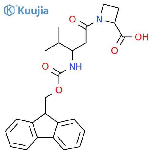 1-3-({(9H-fluoren-9-yl)methoxycarbonyl}amino)-4-methylpentanoylazetidine-2-carboxylic acid structure
