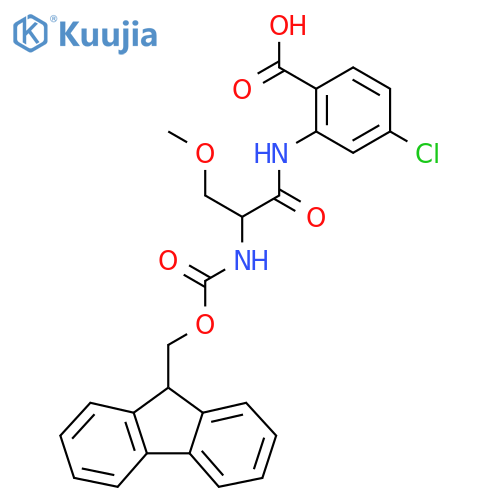 4-chloro-2-2-({(9H-fluoren-9-yl)methoxycarbonyl}amino)-3-methoxypropanamidobenzoic acid structure