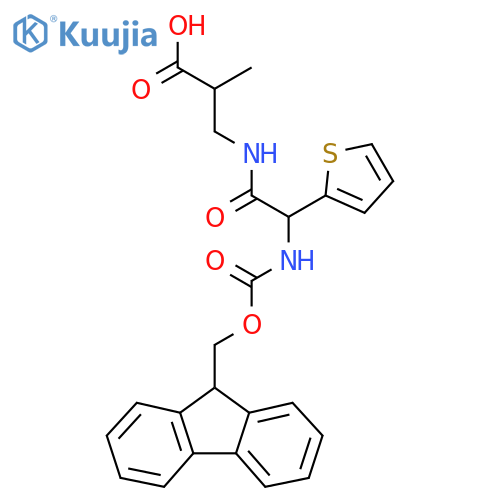 3-2-({(9H-fluoren-9-yl)methoxycarbonyl}amino)-2-(thiophen-2-yl)acetamido-2-methylpropanoic acid structure