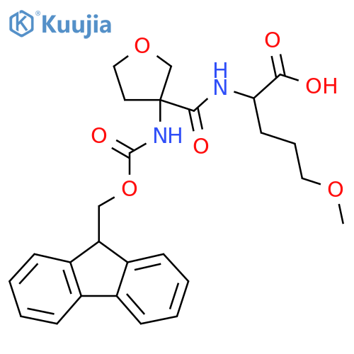 2-{3-({(9H-fluoren-9-yl)methoxycarbonyl}amino)oxolan-3-ylformamido}-5-methoxypentanoic acid structure