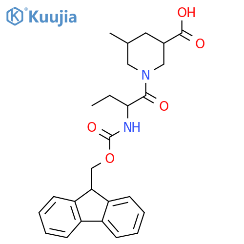 1-2-({(9H-fluoren-9-yl)methoxycarbonyl}amino)butanoyl-5-methylpiperidine-3-carboxylic acid structure