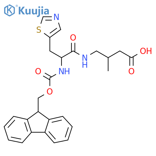 4-2-({(9H-fluoren-9-yl)methoxycarbonyl}amino)-3-(1,3-thiazol-5-yl)propanamido-3-methylbutanoic acid structure