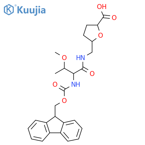 5-{2-({(9H-fluoren-9-yl)methoxycarbonyl}amino)-3-methoxybutanamidomethyl}oxolane-2-carboxylic acid structure