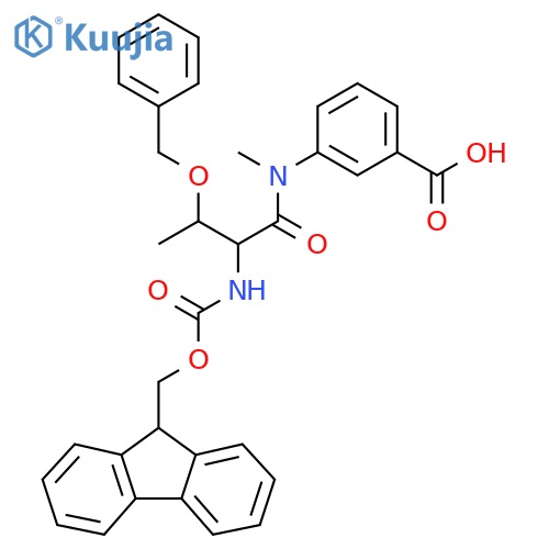 3-3-(benzyloxy)-2-({(9H-fluoren-9-yl)methoxycarbonyl}amino)-N-methylbutanamidobenzoic acid structure
