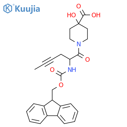 1-2-({(9H-fluoren-9-yl)methoxycarbonyl}amino)hex-4-ynoyl-4-hydroxypiperidine-4-carboxylic acid structure
