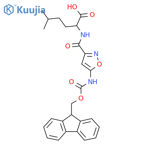 2-{5-({(9H-fluoren-9-yl)methoxycarbonyl}amino)-1,2-oxazol-3-ylformamido}-5-methylhexanoic acid structure