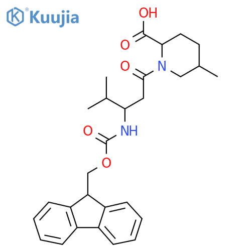 1-3-({(9H-fluoren-9-yl)methoxycarbonyl}amino)-4-methylpentanoyl-5-methylpiperidine-2-carboxylic acid structure