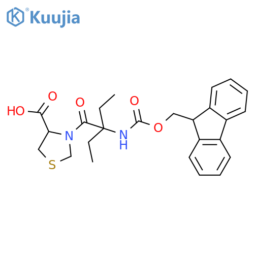 3-2-ethyl-2-({(9H-fluoren-9-yl)methoxycarbonyl}amino)butanoyl-1,3-thiazolidine-4-carboxylic acid structure