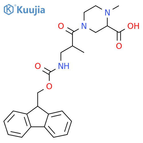 4-3-({(9H-fluoren-9-yl)methoxycarbonyl}amino)-2-methylpropanoyl-1-methylpiperazine-2-carboxylic acid structure