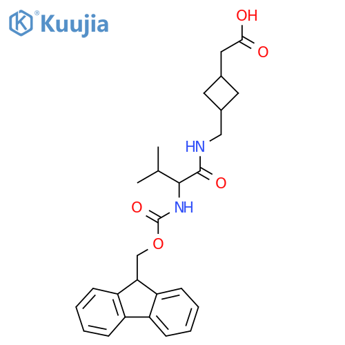 2-(3-{2-({(9H-fluoren-9-yl)methoxycarbonyl}amino)-3-methylbutanamidomethyl}cyclobutyl)acetic acid structure
