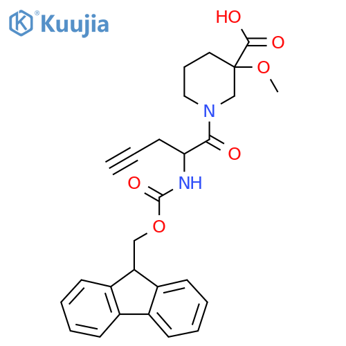 1-2-({(9H-fluoren-9-yl)methoxycarbonyl}amino)pent-4-ynoyl-3-methoxypiperidine-3-carboxylic acid structure