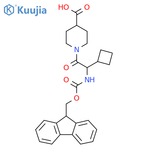 1-2-cyclobutyl-2-({(9H-fluoren-9-yl)methoxycarbonyl}amino)acetylpiperidine-4-carboxylic acid structure