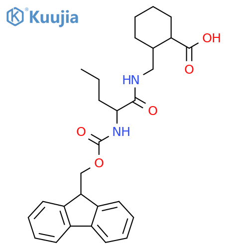 2-{2-({(9H-fluoren-9-yl)methoxycarbonyl}amino)pentanamidomethyl}cyclohexane-1-carboxylic acid structure