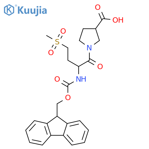 1-2-({(9H-fluoren-9-yl)methoxycarbonyl}amino)-4-methanesulfonylbutanoylpyrrolidine-3-carboxylic acid structure
