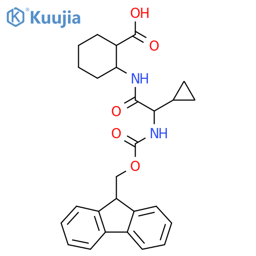 2-2-cyclopropyl-2-({(9H-fluoren-9-yl)methoxycarbonyl}amino)acetamidocyclohexane-1-carboxylic acid structure