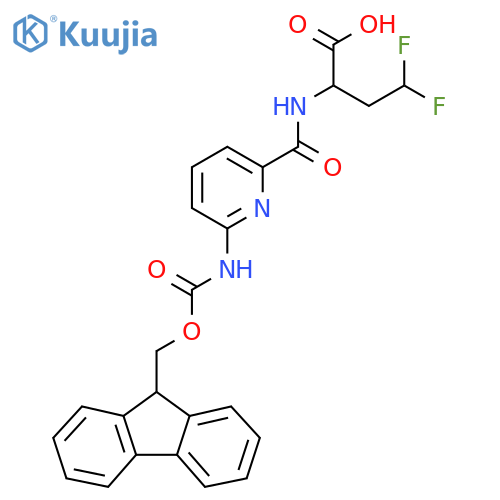 2-{6-({(9H-fluoren-9-yl)methoxycarbonyl}amino)pyridin-2-ylformamido}-4,4-difluorobutanoic acid structure