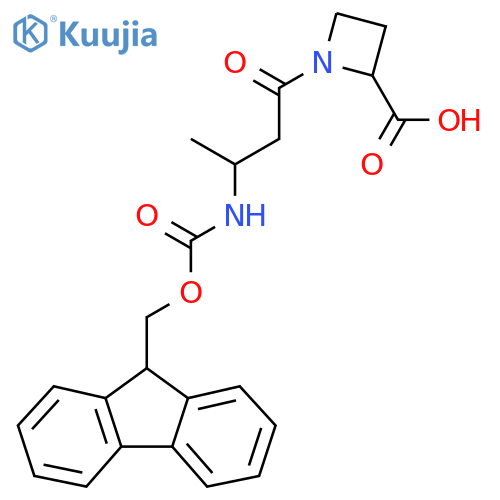 1-3-({(9H-fluoren-9-yl)methoxycarbonyl}amino)butanoylazetidine-2-carboxylic acid structure