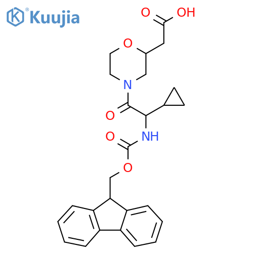 2-{4-2-cyclopropyl-2-({(9H-fluoren-9-yl)methoxycarbonyl}amino)acetylmorpholin-2-yl}acetic acid structure