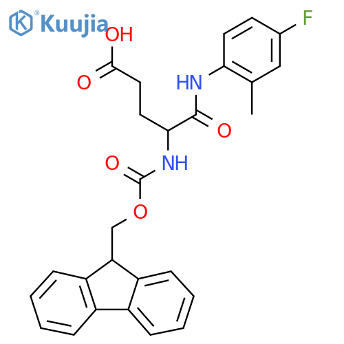 4-({(9H-fluoren-9-yl)methoxycarbonyl}amino)-4-(4-fluoro-2-methylphenyl)carbamoylbutanoic acid structure