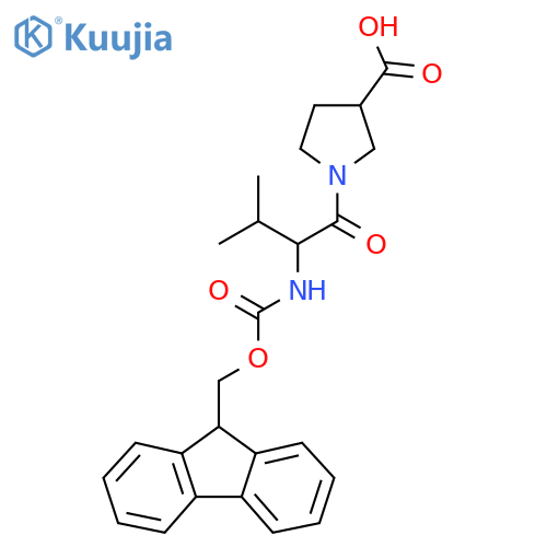 1-2-({(9H-fluoren-9-yl)methoxycarbonyl}amino)-3-methylbutanoylpyrrolidine-3-carboxylic acid structure