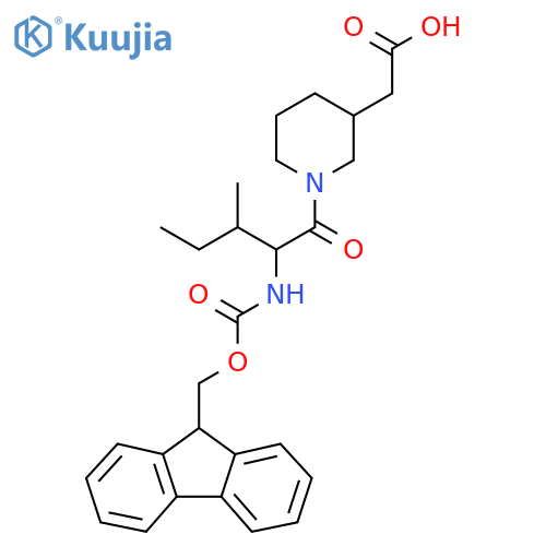 2-{1-2-({(9H-fluoren-9-yl)methoxycarbonyl}amino)-3-methylpentanoylpiperidin-3-yl}acetic acid structure