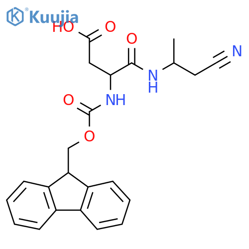 3-(1-cyanopropan-2-yl)carbamoyl-3-({(9H-fluoren-9-yl)methoxycarbonyl}amino)propanoic acid structure