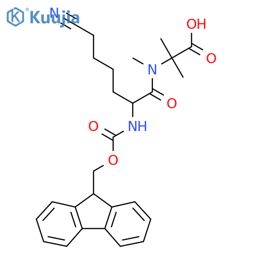 2-6-cyano-2-({(9H-fluoren-9-yl)methoxycarbonyl}amino)-N-methylhexanamido-2-methylpropanoic acid structure
