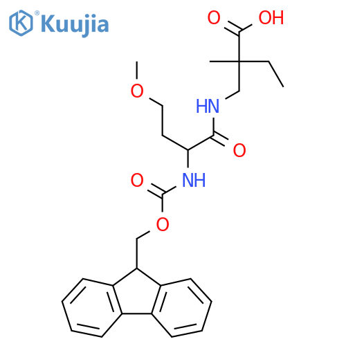 2-{2-({(9H-fluoren-9-yl)methoxycarbonyl}amino)-4-methoxybutanamidomethyl}-2-methylbutanoic acid structure