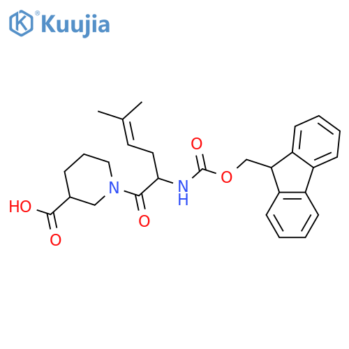 1-2-({(9H-fluoren-9-yl)methoxycarbonyl}amino)-5-methylhex-4-enoylpiperidine-3-carboxylic acid structure