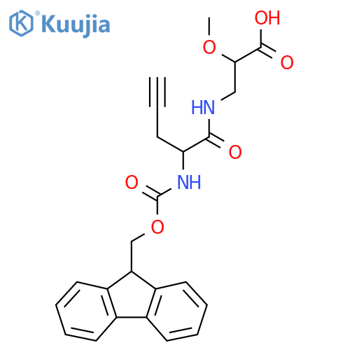 3-2-({(9H-fluoren-9-yl)methoxycarbonyl}amino)pent-4-ynamido-2-methoxypropanoic acid structure