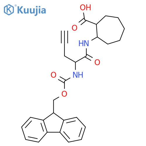 2-2-({(9H-fluoren-9-yl)methoxycarbonyl}amino)pent-4-ynamidocycloheptane-1-carboxylic acid structure