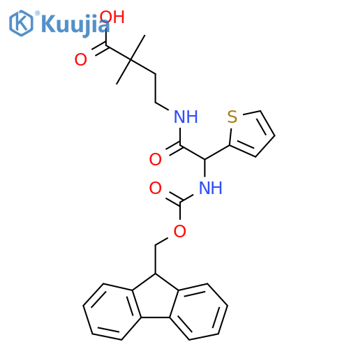 4-2-({(9H-fluoren-9-yl)methoxycarbonyl}amino)-2-(thiophen-2-yl)acetamido-2,2-dimethylbutanoic acid structure