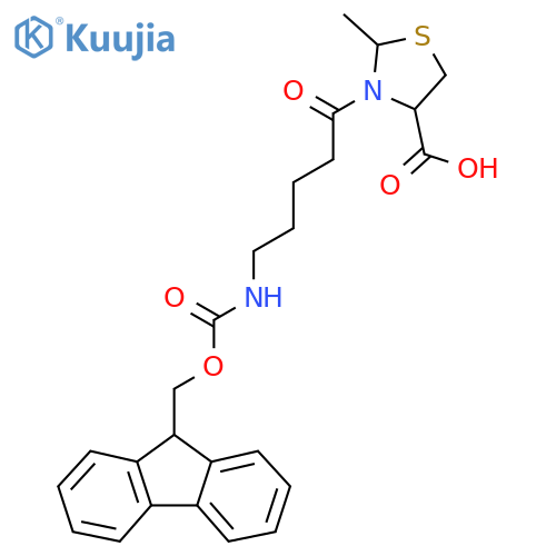 3-5-({(9H-fluoren-9-yl)methoxycarbonyl}amino)pentanoyl-2-methyl-1,3-thiazolidine-4-carboxylic acid structure