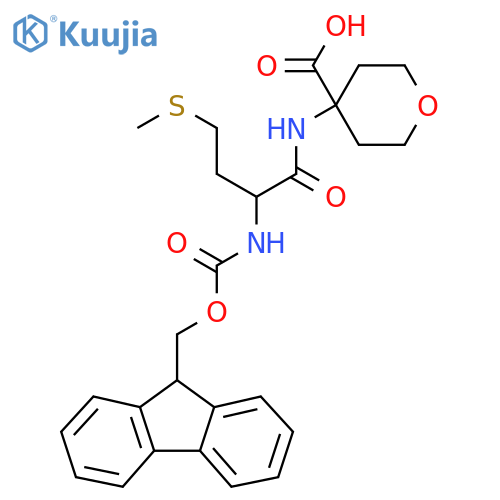 4-2-({(9H-fluoren-9-yl)methoxycarbonyl}amino)-4-(methylsulfanyl)butanamidooxane-4-carboxylic acid structure