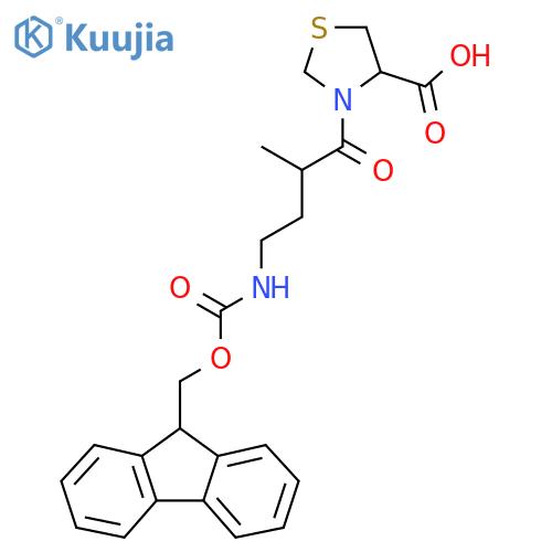 3-4-({(9H-fluoren-9-yl)methoxycarbonyl}amino)-2-methylbutanoyl-1,3-thiazolidine-4-carboxylic acid structure