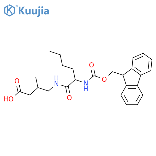 4-2-({(9H-fluoren-9-yl)methoxycarbonyl}amino)hexanamido-3-methylbutanoic acid structure