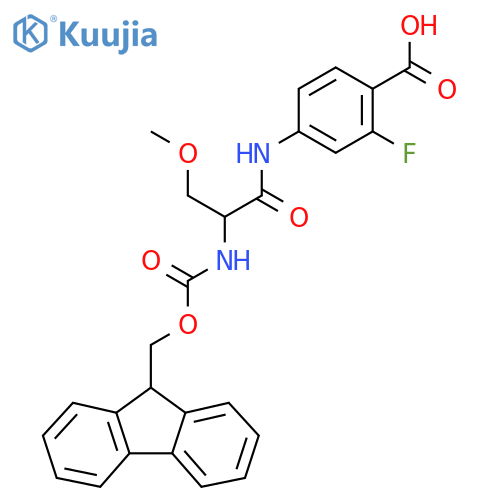 4-2-({(9H-fluoren-9-yl)methoxycarbonyl}amino)-3-methoxypropanamido-2-fluorobenzoic acid structure