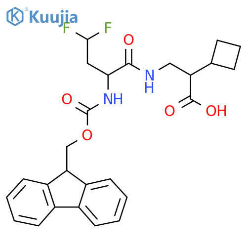 2-cyclobutyl-3-2-({(9H-fluoren-9-yl)methoxycarbonyl}amino)-4,4-difluorobutanamidopropanoic acid structure